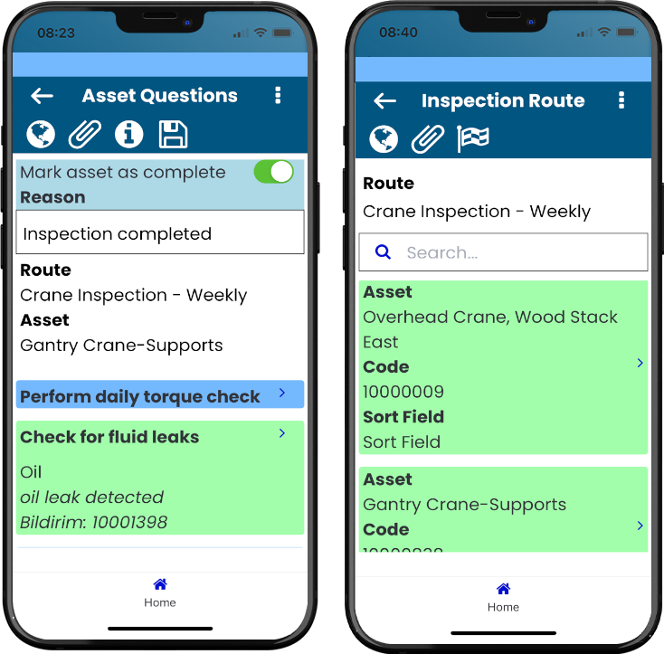 Rift Mobile field execution screens on mobile devices